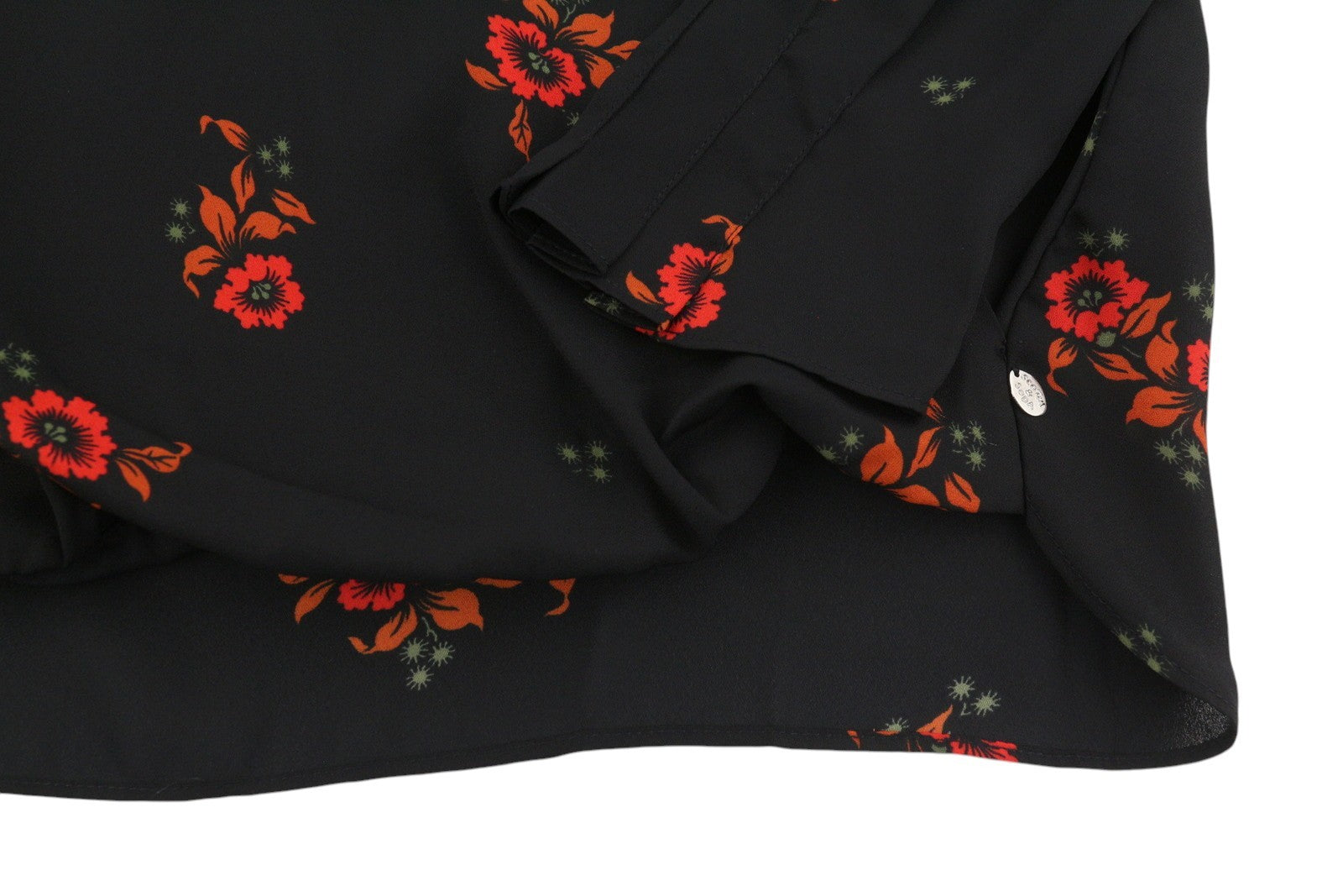 MAISON SCOTCH Women Blouse XS Black Floral Print Wrap Long Sleeve