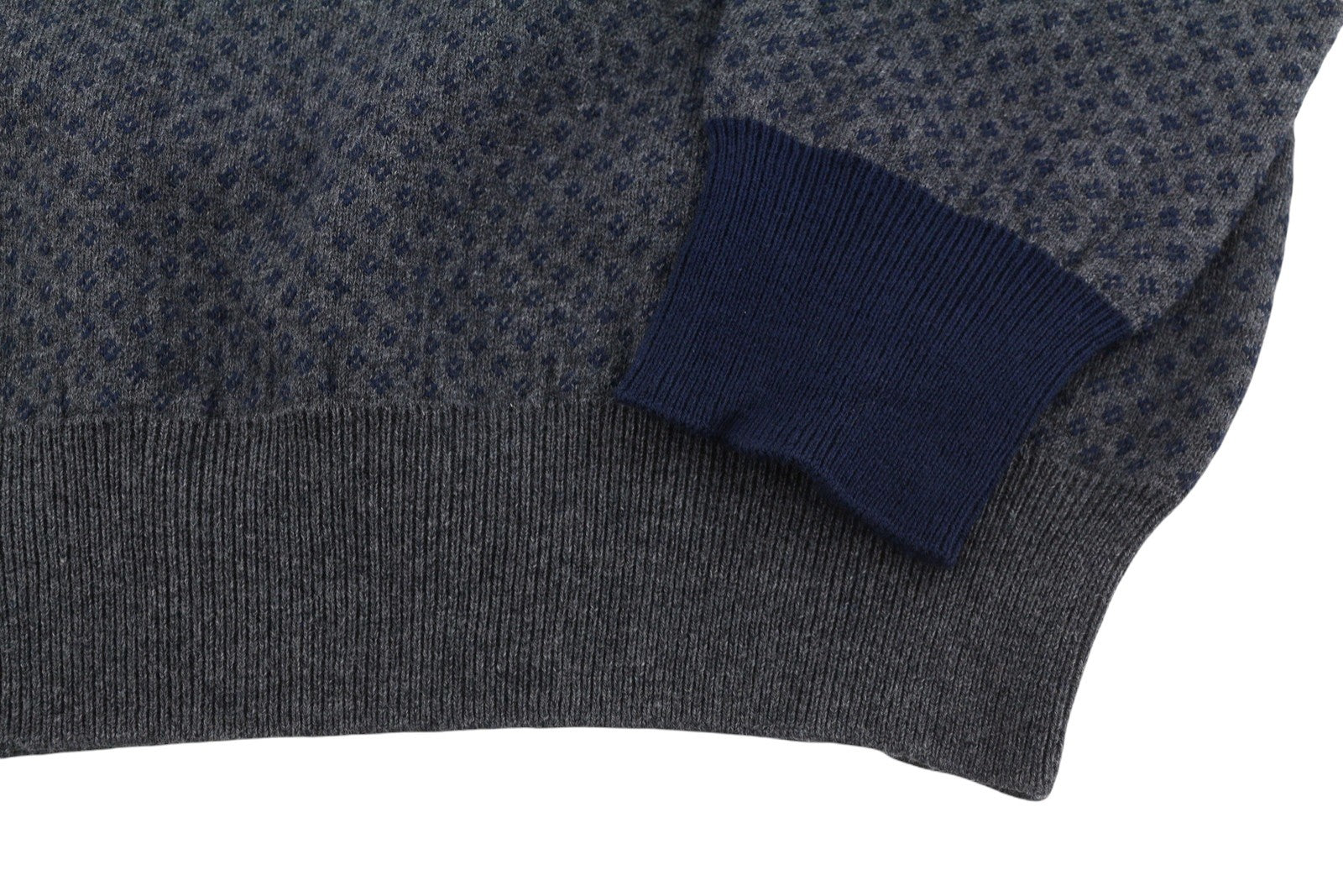 HARMONT & BLAINE Men Jumper L Grey Patterned Wool Cashmere Blend Knit Pull On