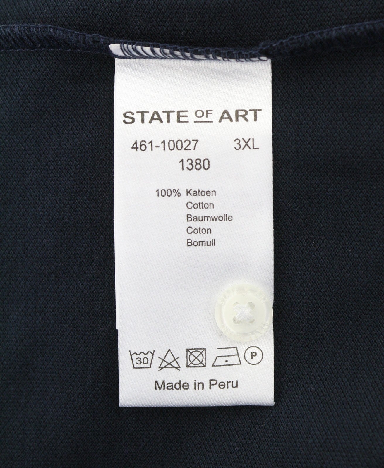 STATE OF ART Men Polos 3XL Dark Blue Half Button Neck Patch Pocket Short Sleeve