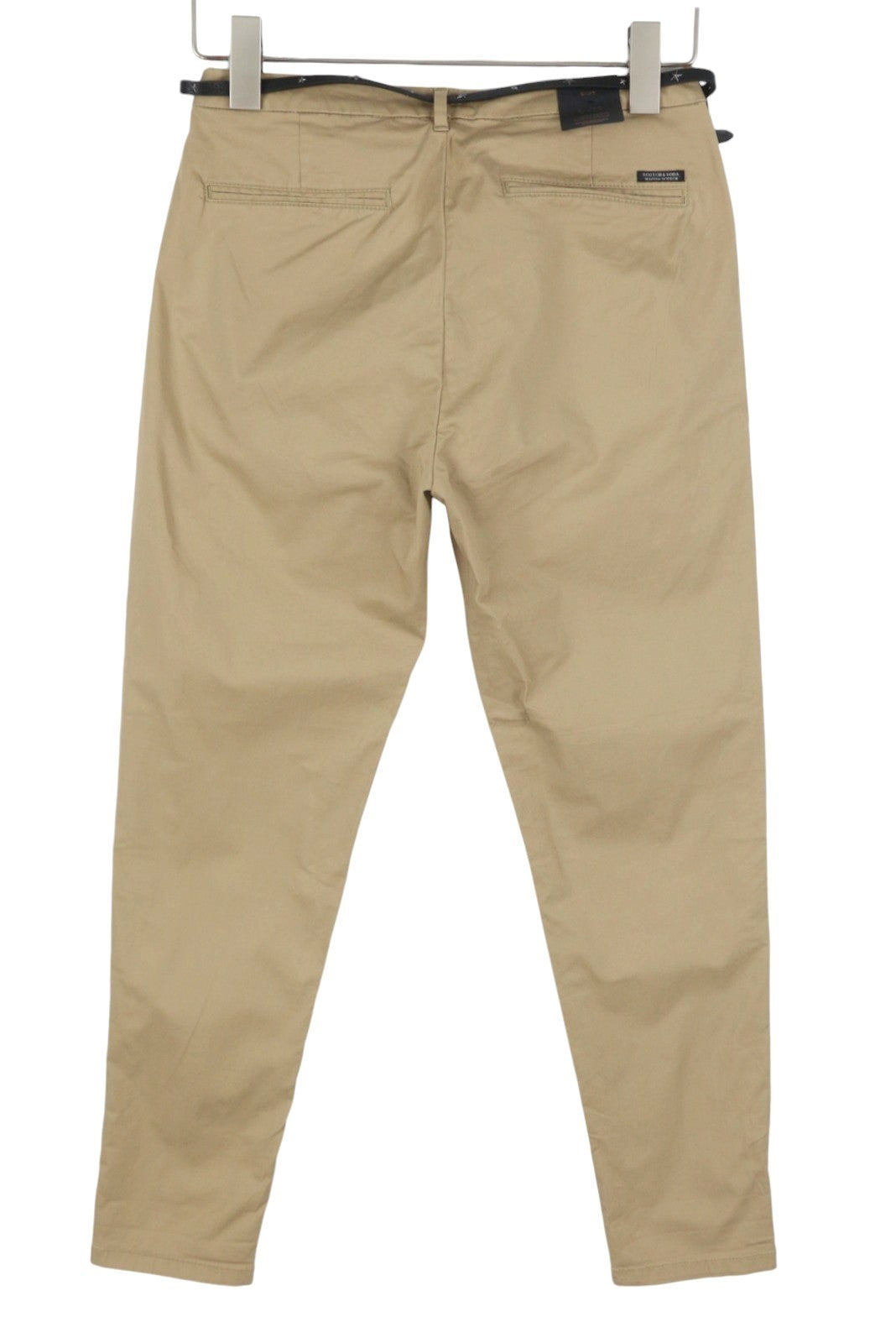 MAISON SCOTCH Women Trousers W24/L32 Brown Belted Cropped Slim Fit Chino