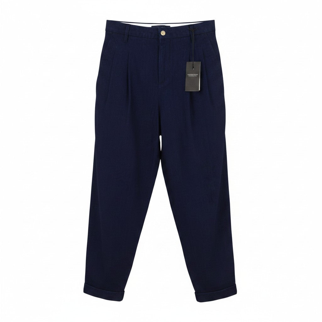 SCOTCH & SODA Women Trousers W26/L32 Blue Natural Indigo Garment Pleated Cropped