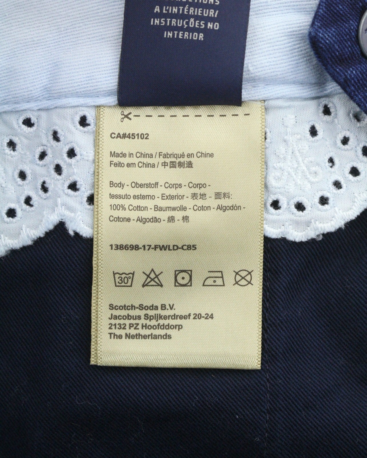 SCOTCH & SODA Women Trousers W26/L32 Blue Natural Indigo Garment Pleated Cropped