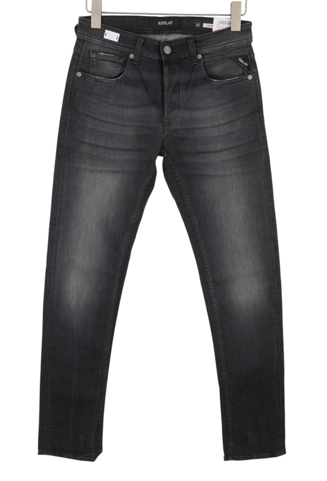 REPLAY Grover Men Jeans W29/L34 573 Laserblast Edition Straight Fit Faded Black