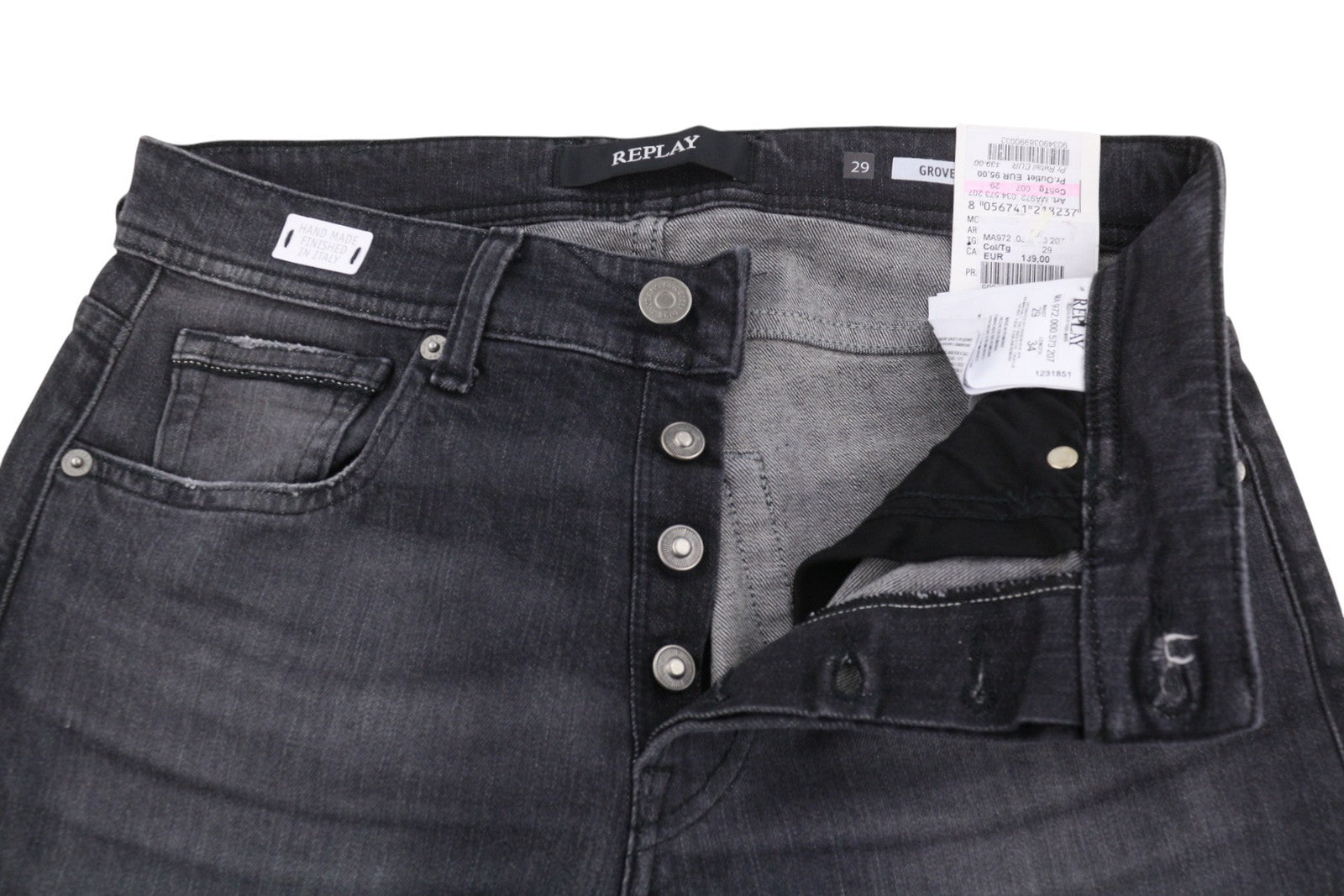 REPLAY Grover Men Jeans W29/L34 573 Laserblast Edition Straight Fit Faded Black