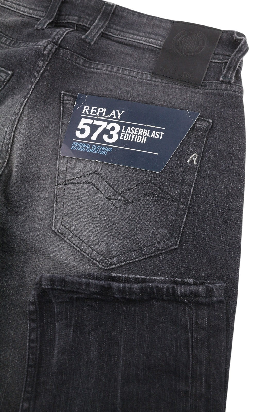 REPLAY Grover Men Jeans W29/L34 573 Laserblast Edition Straight Fit Faded Black