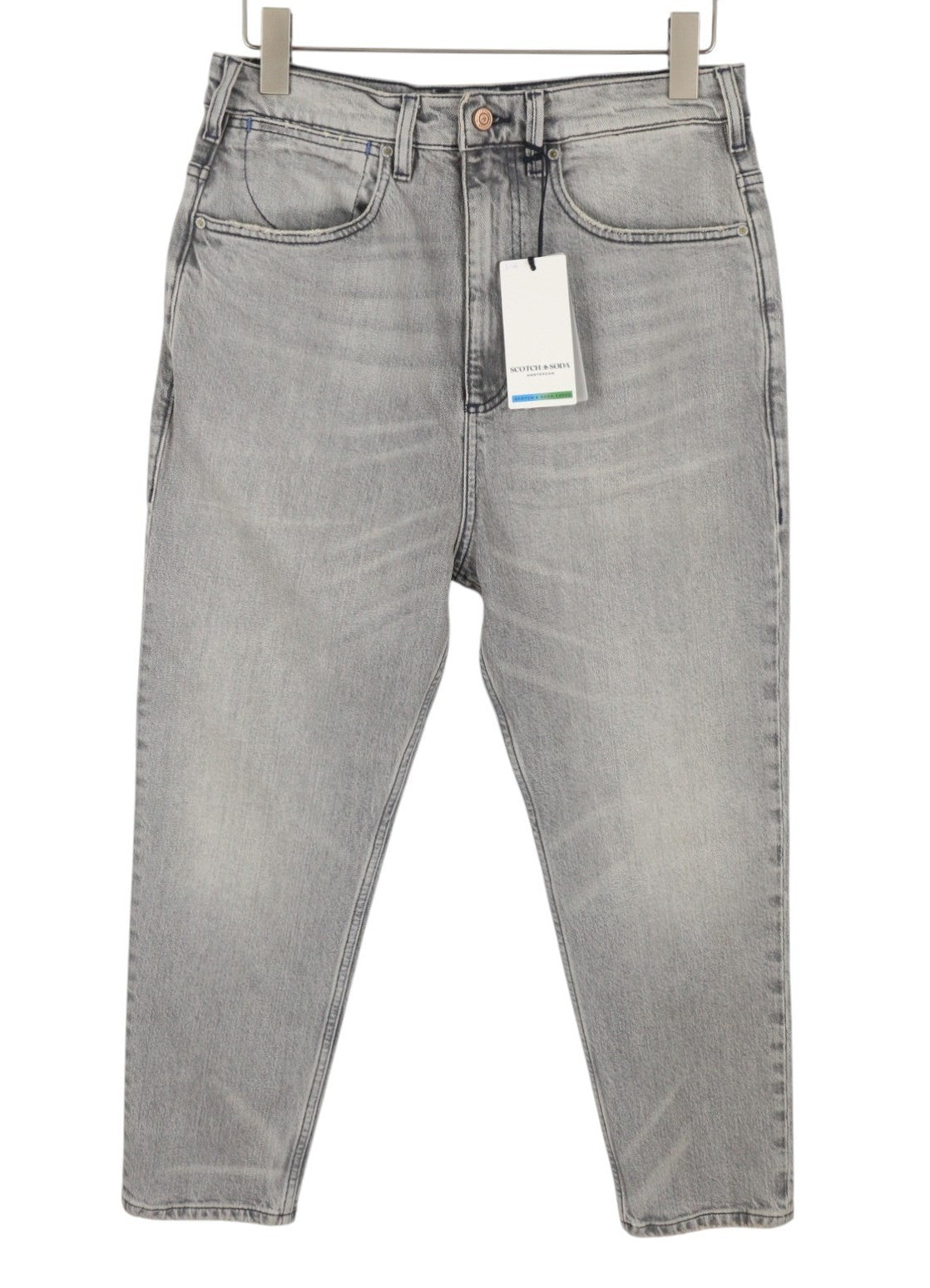 SCOTCH & SODA The Spark Men Jeans W32/L32 Grey Whiskers Faded Carrot Fit Cropped