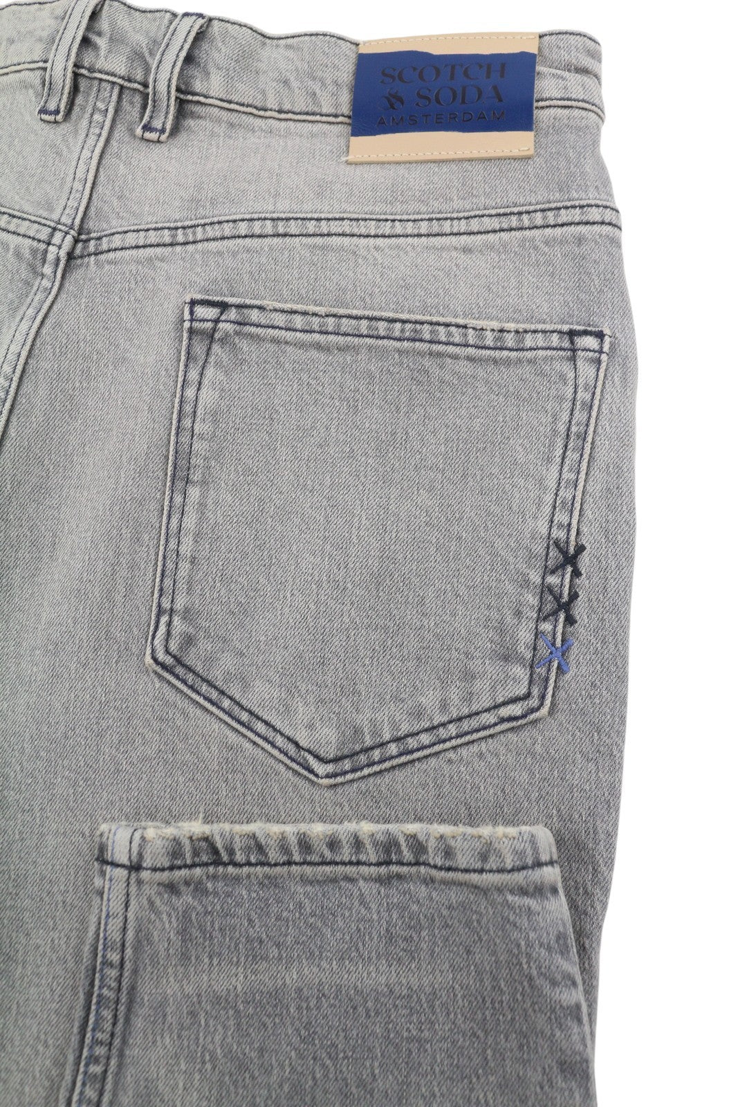 SCOTCH & SODA The Spark Men Jeans W32/L32 Grey Whiskers Faded Carrot Fit Cropped