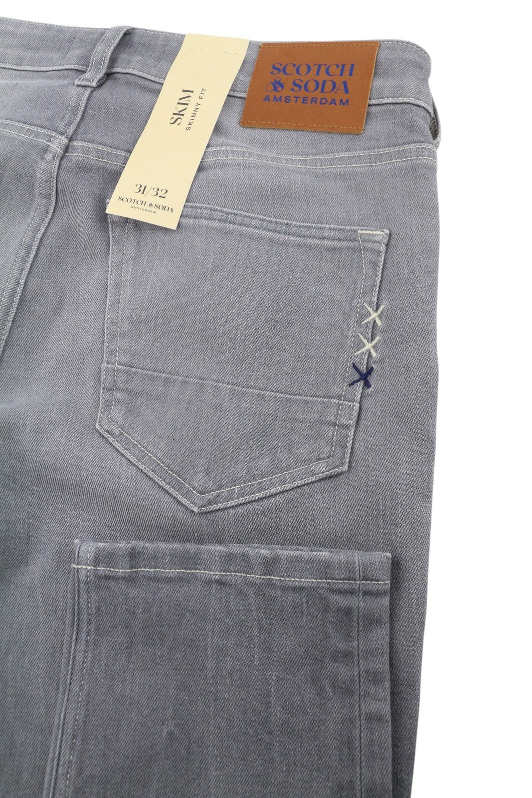 SCOTCH & SODA Skim Men Jeans W31/L32 Grey Whiskers Faded Skinny Fit