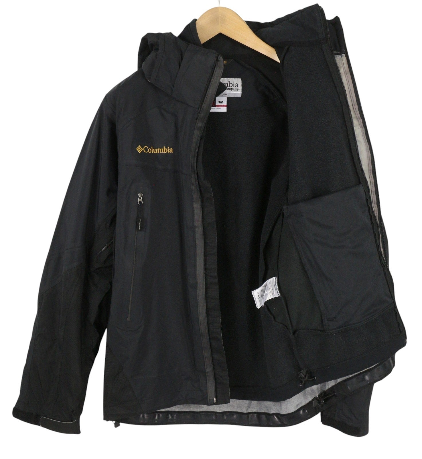 COLUMBIA Titanium Men Jacket S Black Omni-Tech Waterproof 2in1 Coat Lined