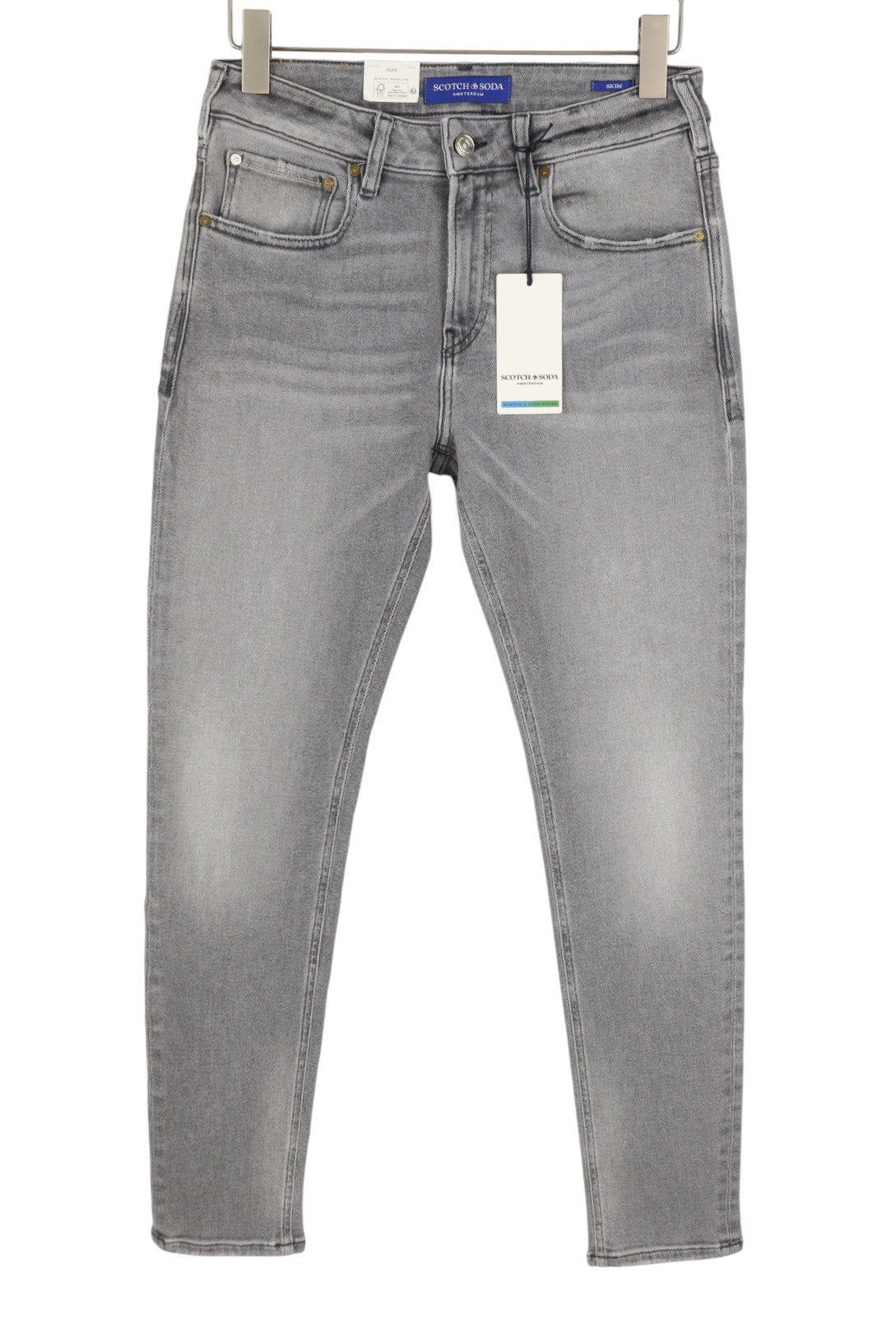 SCOTCH & SODA Skim Men Jeans W32/L32 Grey Whiskers Faded Skinny Fit