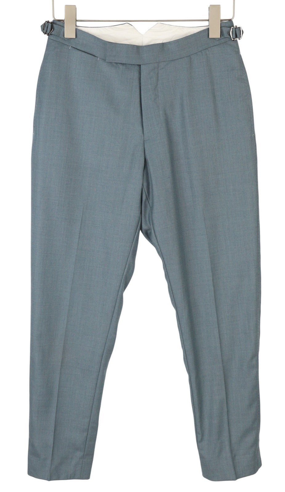SUITSUPPLY Brescia Men Trousers UK34R Blue Wool Slim Tapered Zip Fly Side Adjust