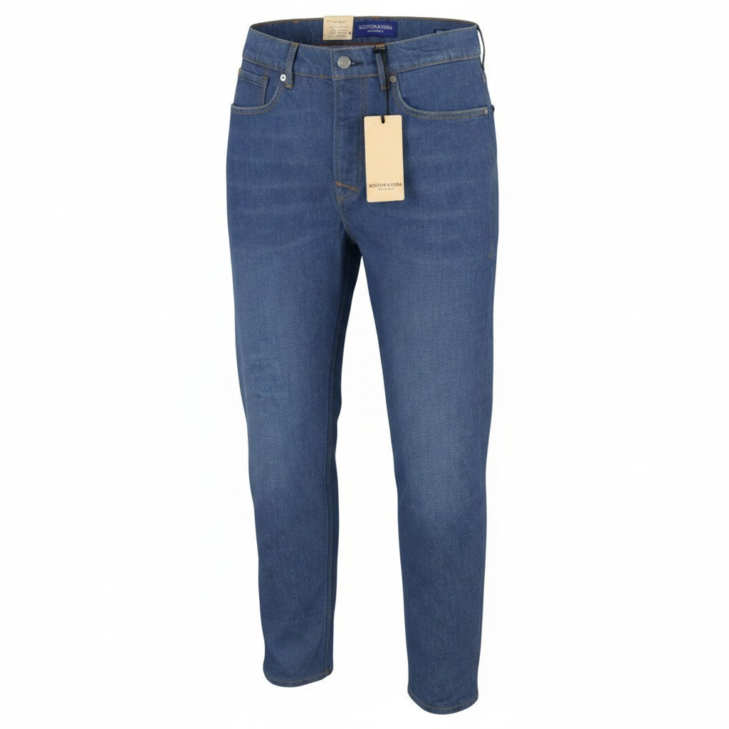 SCOTCH & SODA The Drop Men Jeans W32/L32 Blue Whiskers Faded Regular Tapered Fit