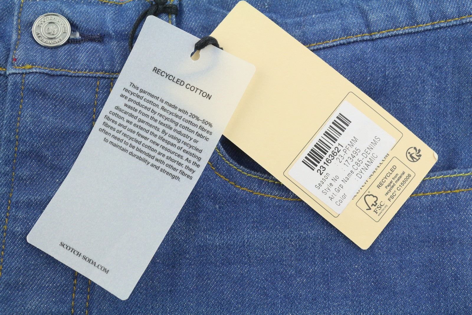 SCOTCH & SODA The Drop Men Jeans W32/L32 Blue Whiskers Faded Regular Tapered Fit