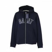 GANT N.H Full Zip Women Hoodie L Evening Blue Logo Sweatshirt Drawstring