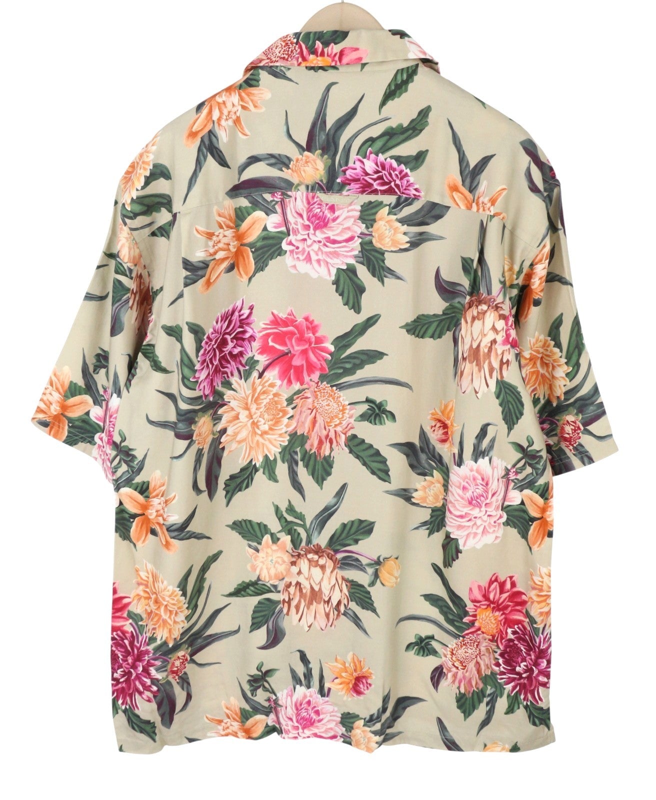 GANT Rel Dahlia Print Camp Collar Men Shirt L Taupe Floral Relaxed Casual RRP180