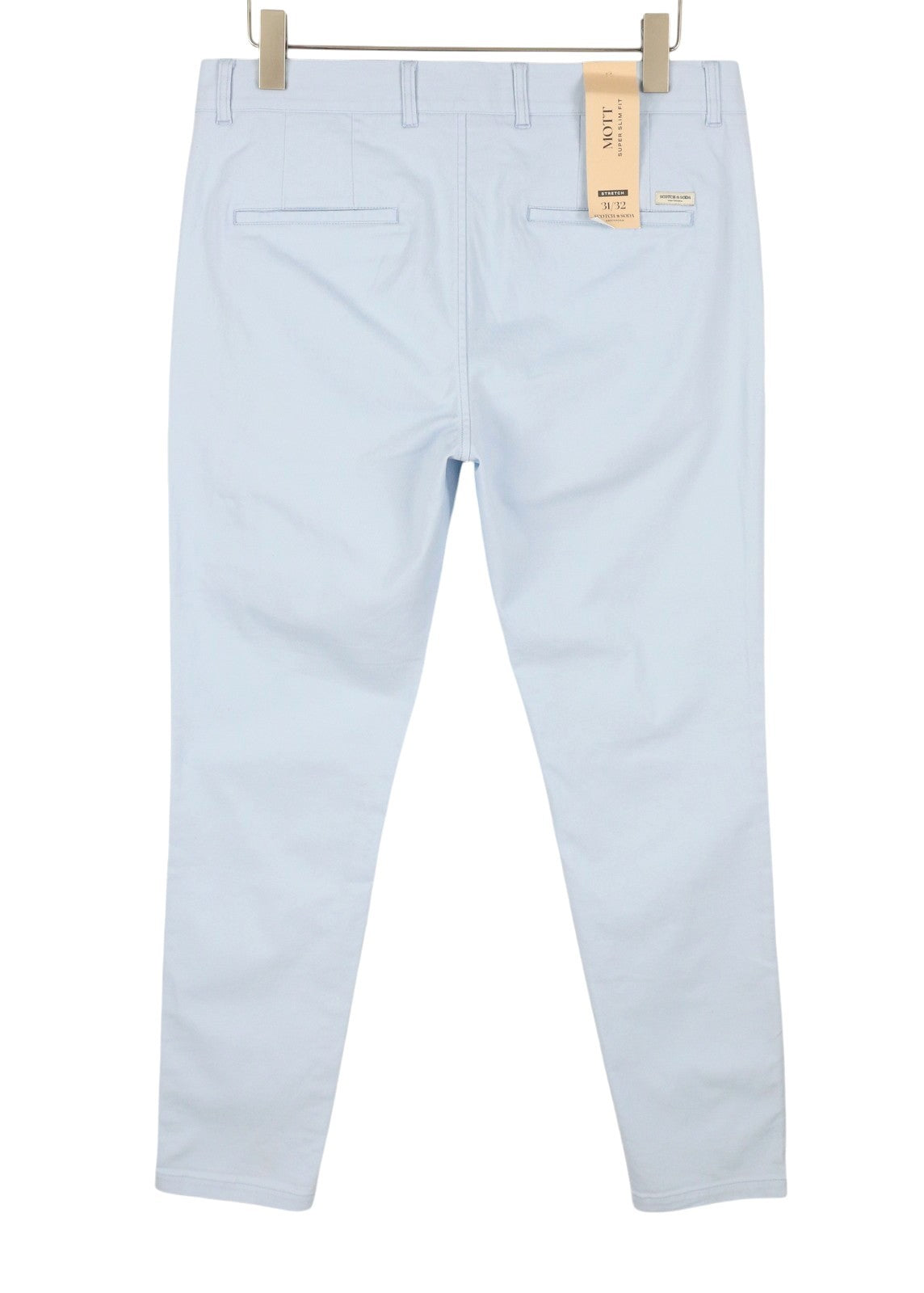 SCOTCH & SODA Mott Men Trousers W31/L32 Light Blue Super Slim Fit Stretch Chino