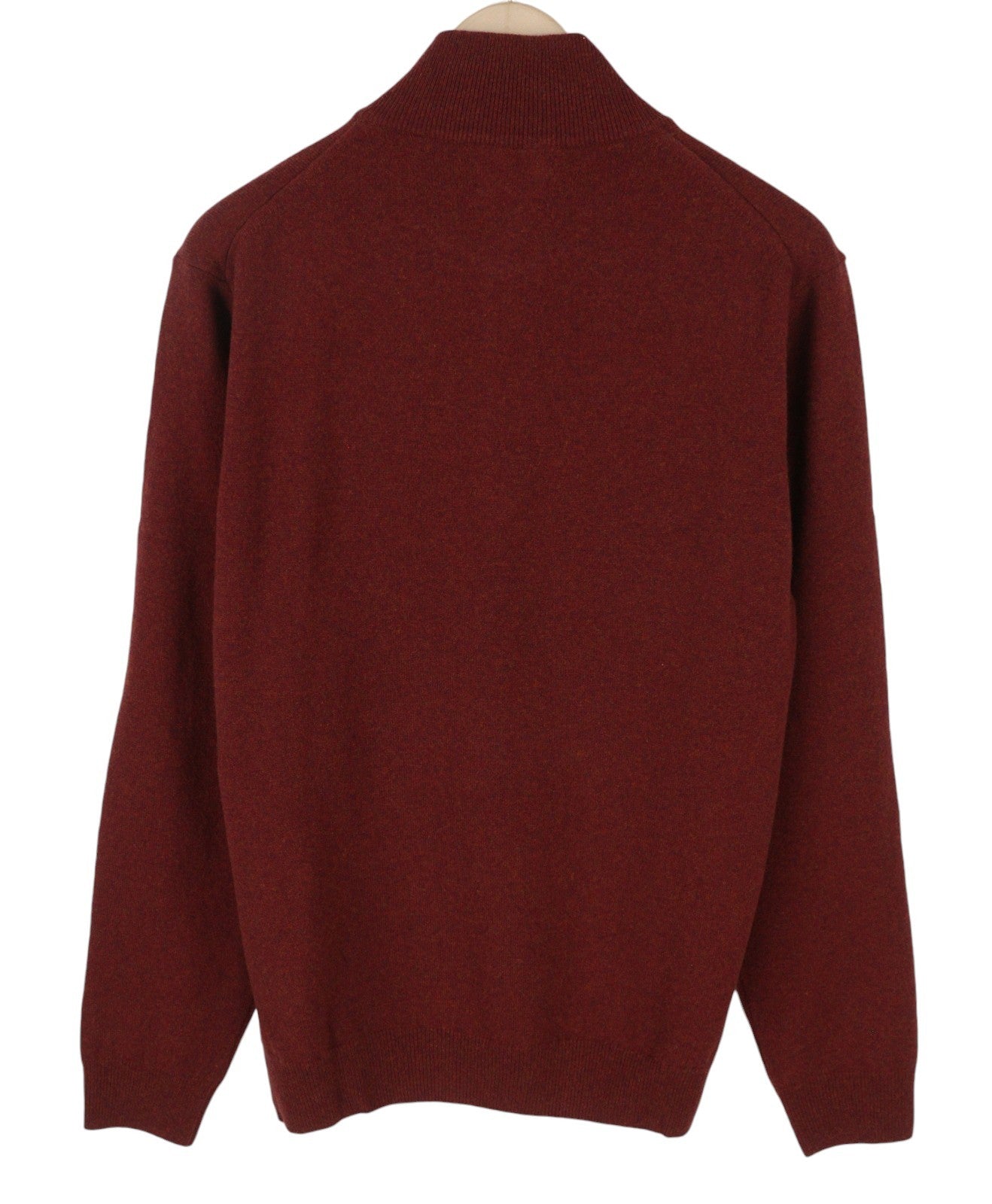 GANT Superfine Lambswool Half Zip Men Jumper L Red Melange Knit Pull On