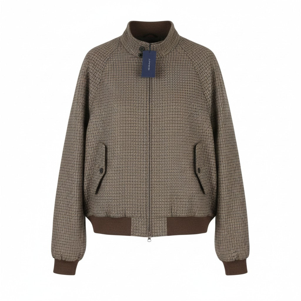 GANT Checked Wool Harrington Men Jacket M Beige Padded Bomber Coat RRP560