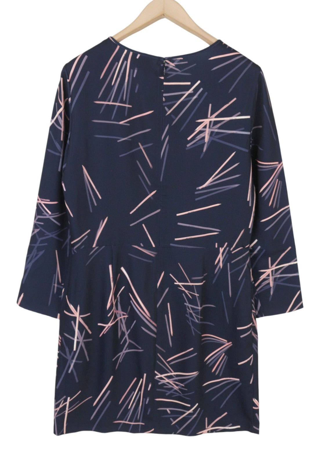 GANT Printed Pencil Women Dress EU42 L Marine Round Long Sleeve Knee-Length