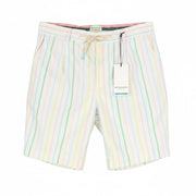 SCOTCH & SODA Blake Men Shorts W33 White Colourful Pinstripe Drawstring Waist