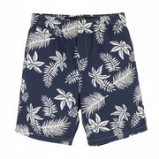 SCOTCH & SODA Men Shorts W32 Blue Leafs Print Wide Fit Stretch Drawstring Waist
