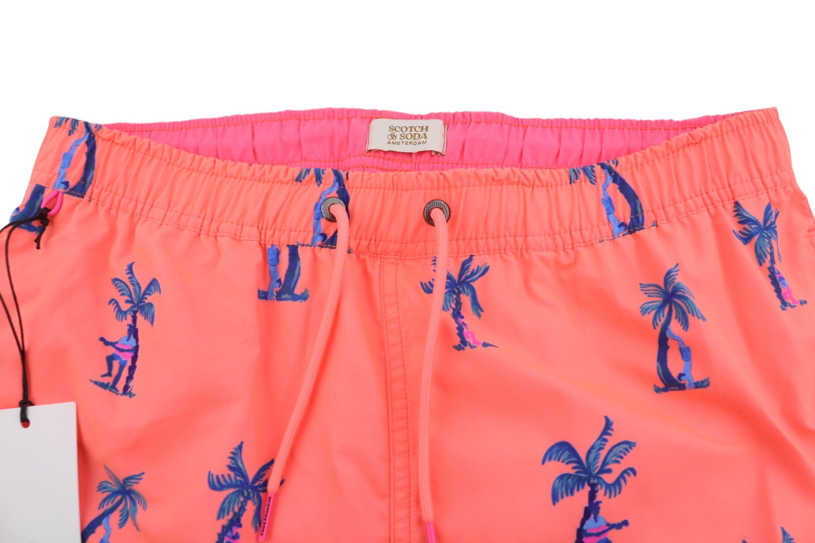 SCOTCH & SODA Men Swimwear W31 Orange Palm Tree Print Mesh Drawstring Waist