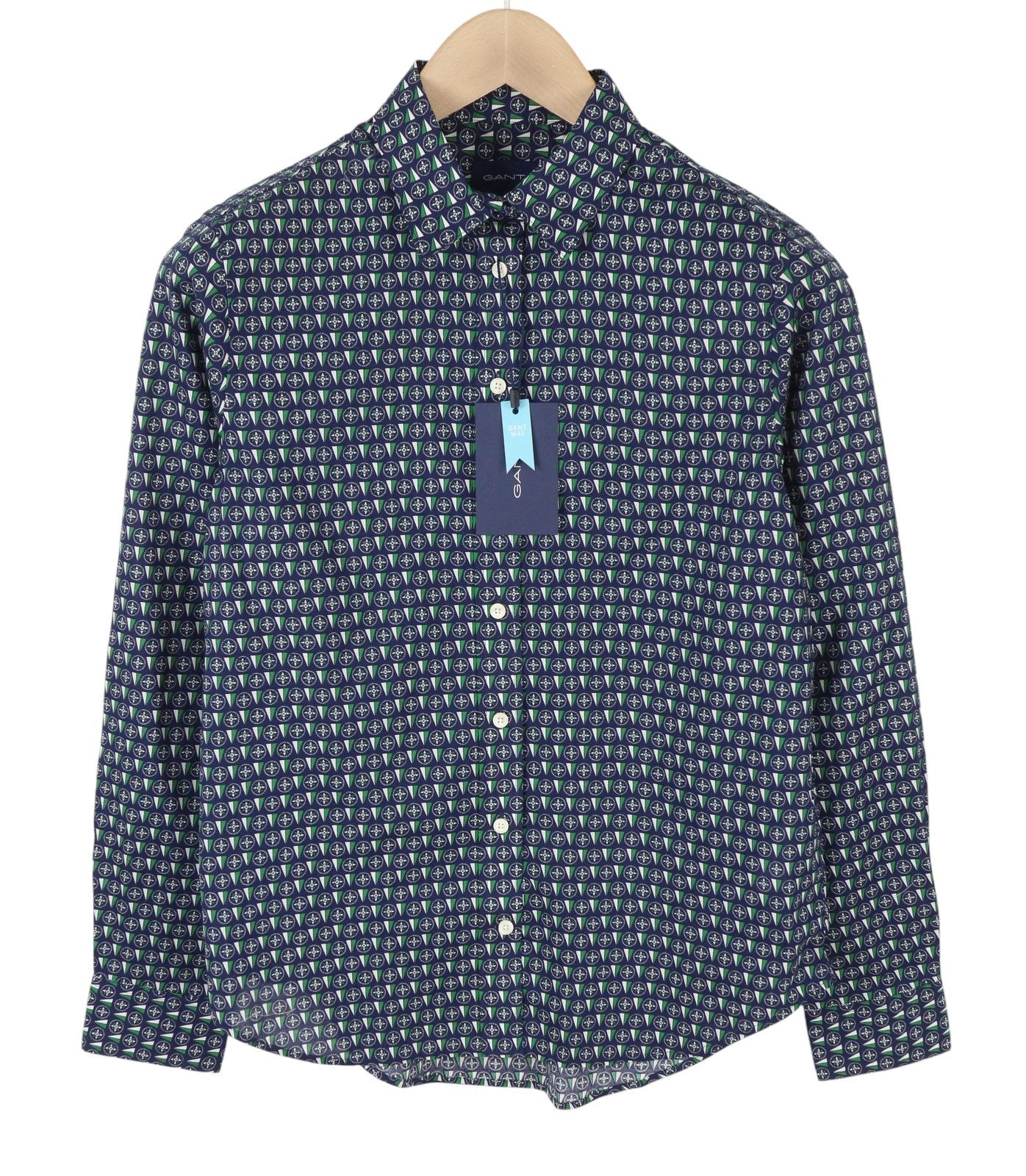 GANT Reg Geometric Women Shirt EU36 S Classic Blue Button-Up Spread Casual