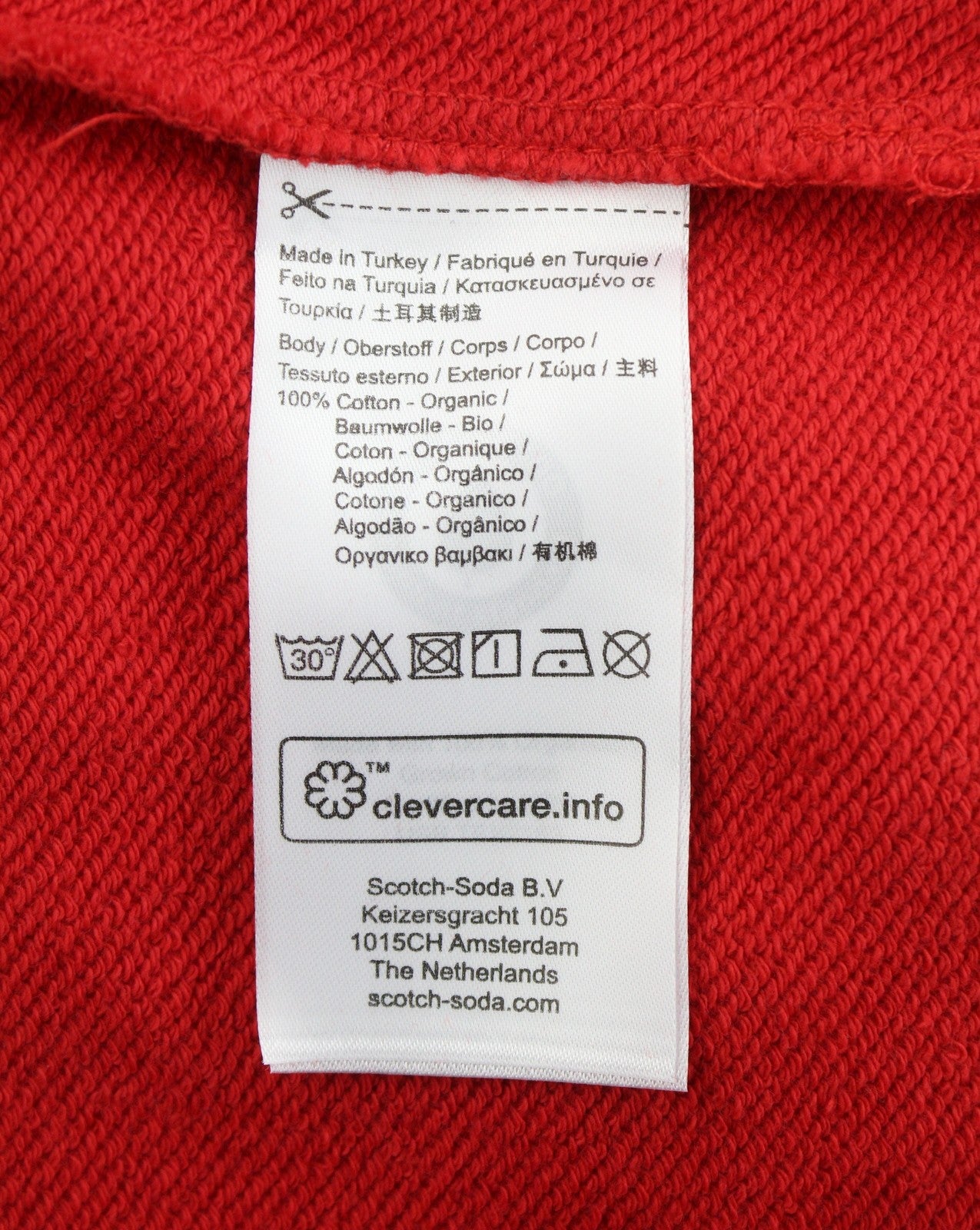 SCOTCH & SODA Men Sweatshirt L Red Organic Cotton Crew Neck Long Sleeve Pull On