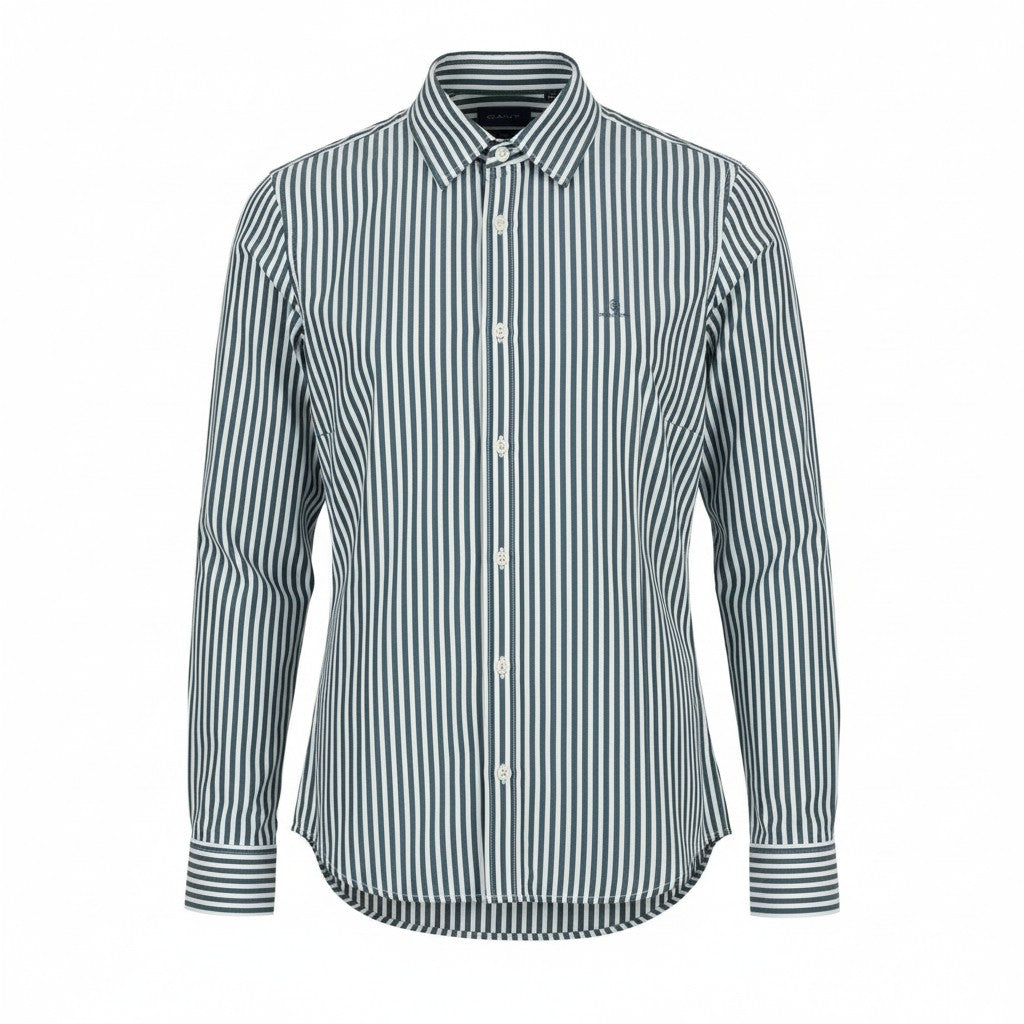 GANT The Broadcloth Striped Women Shirt EU38 M Persian Blue Button Spread