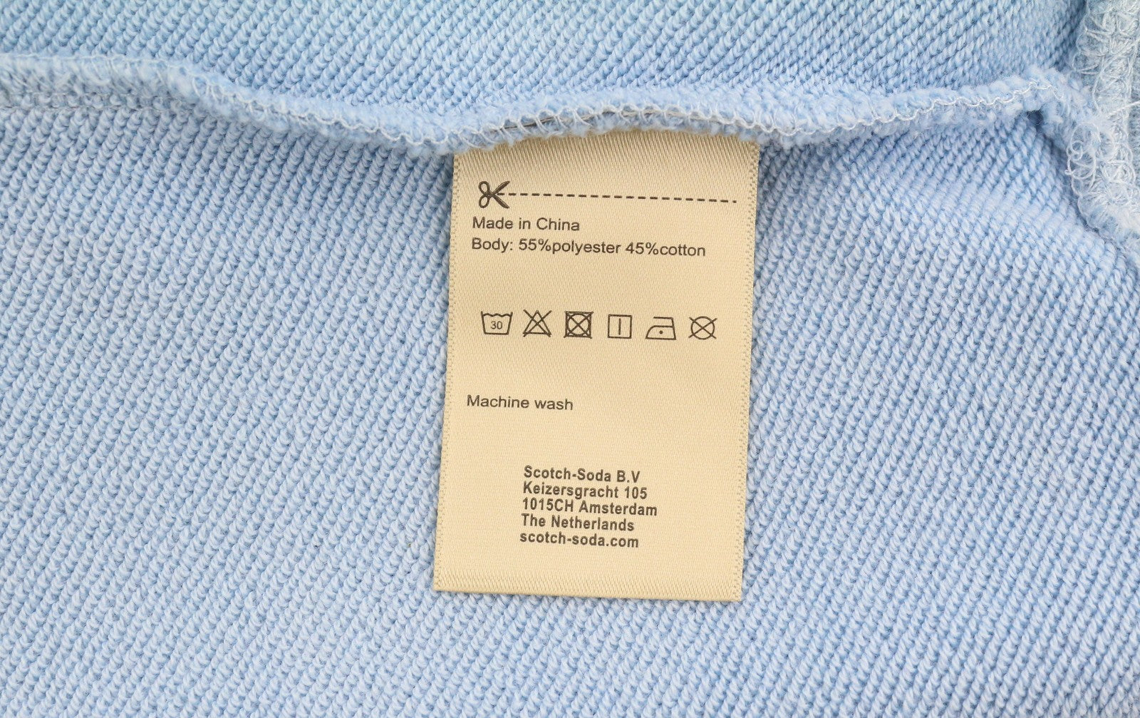 SCOTCH & SODA Men Sweatshirt M Light Blue Embroidered Logo Crew Neck Pull On
