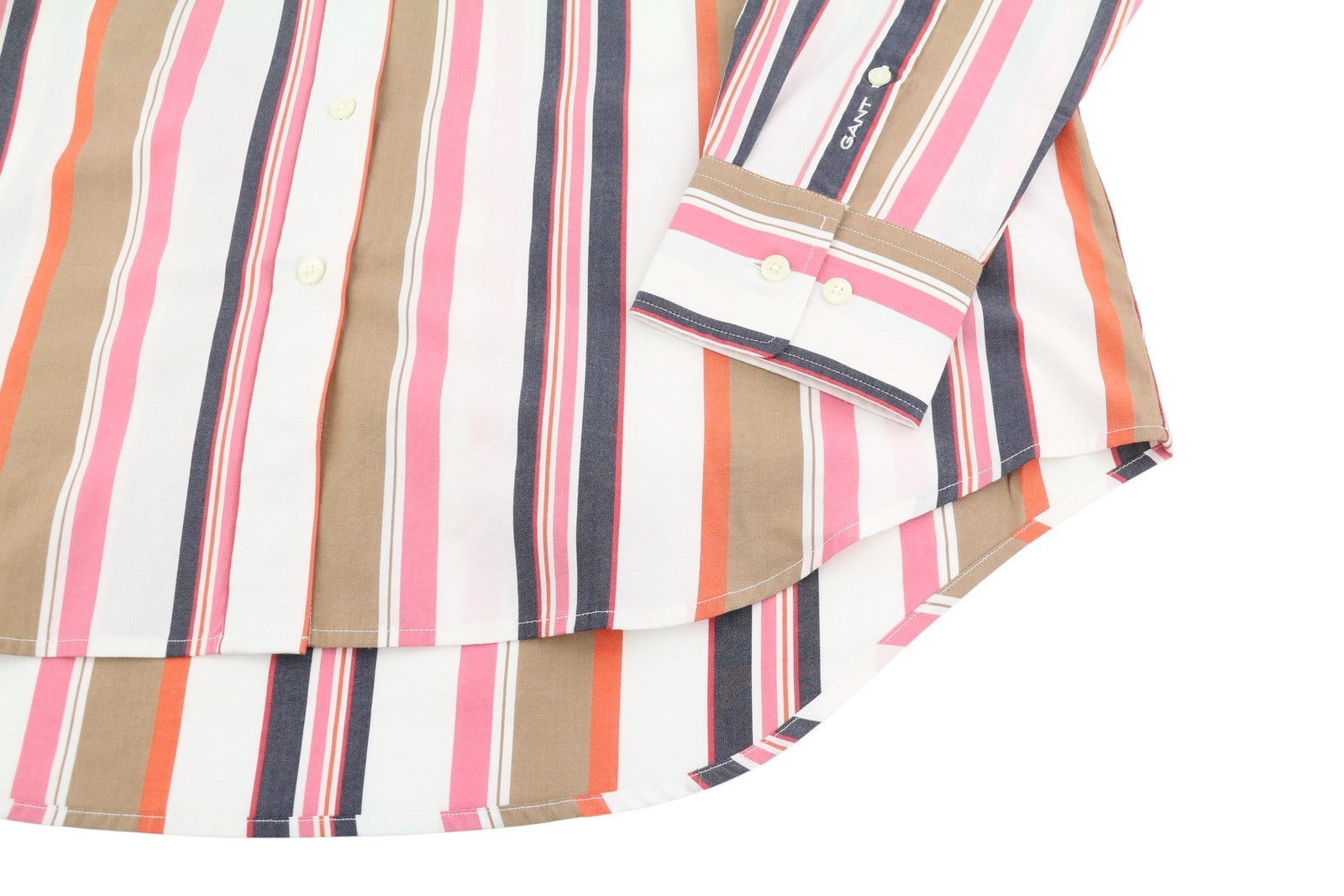 GANT Relaxed Multi Stripe Women Shirt EU38 M Eggshell Button Patch Pocket