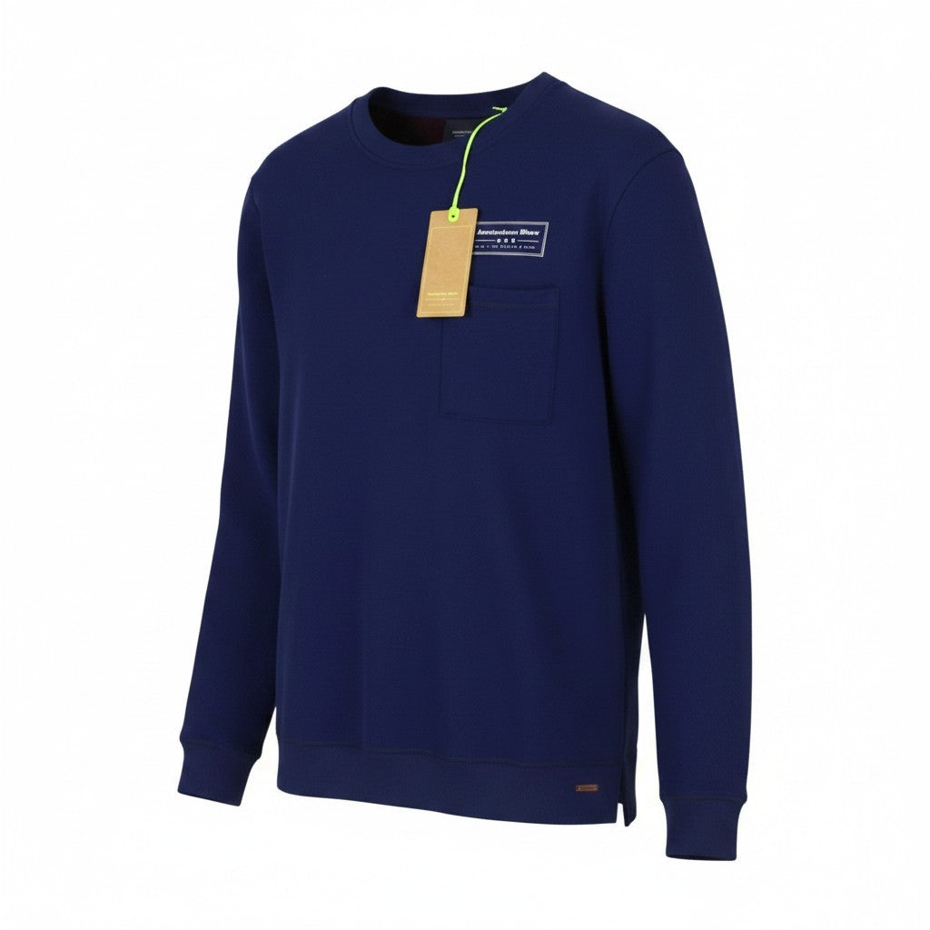 SCOTCH & SODA Men Sweatshirt M Dark Blue Patch Pocket Crew Neck Pull On