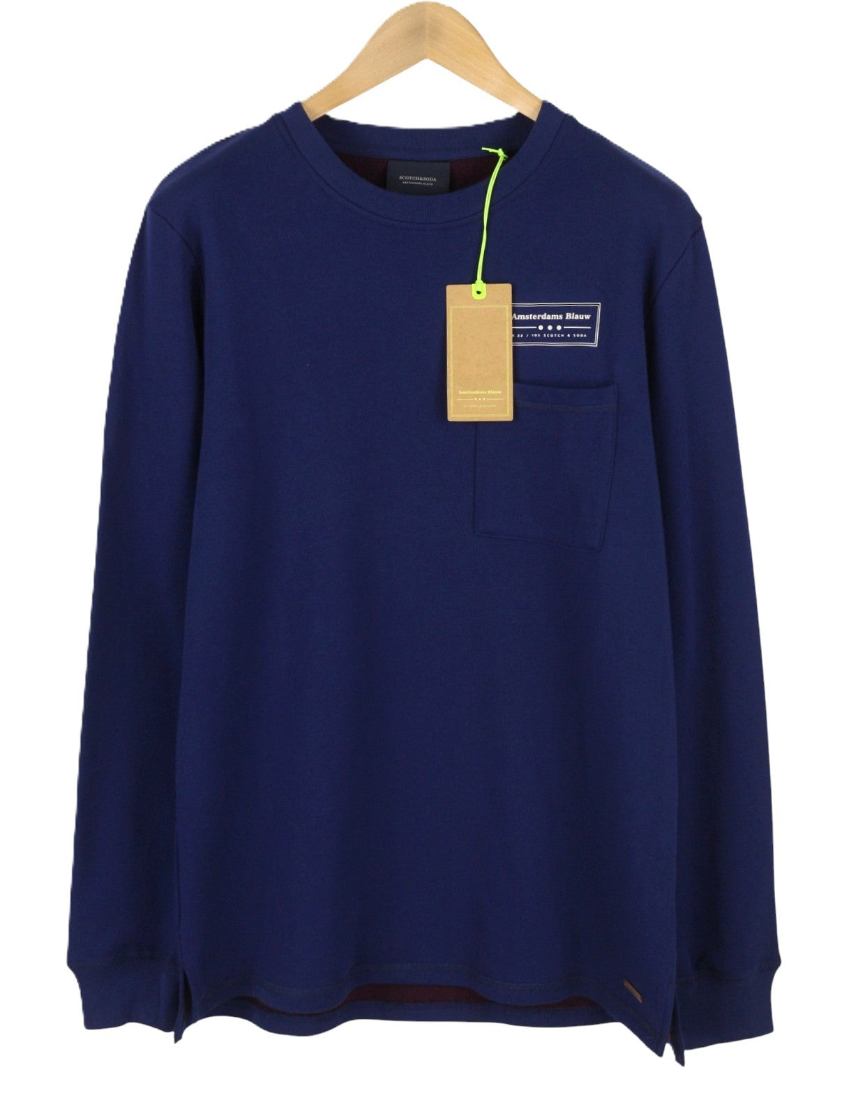 SCOTCH & SODA Men Sweatshirt M Dark Blue Patch Pocket Crew Neck Pull On