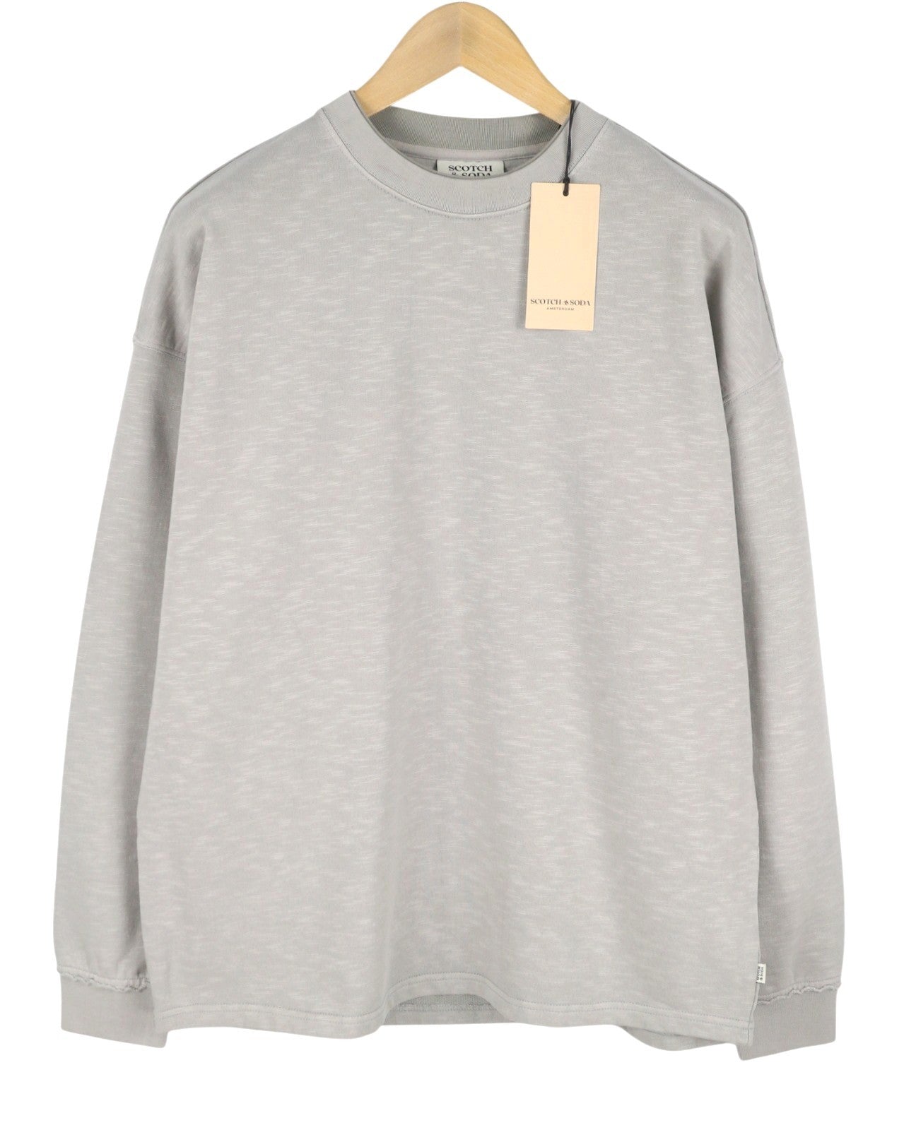 SCOTCH & SODA Men Sweatshirt L Grey Melange Oversized Crew Neck Pull On