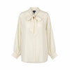 Button-Up Silk Pinstripe Bow