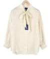Button-Up Silk Pinstripe Bow