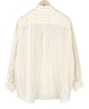 Button-Up Silk Pinstripe Bow
