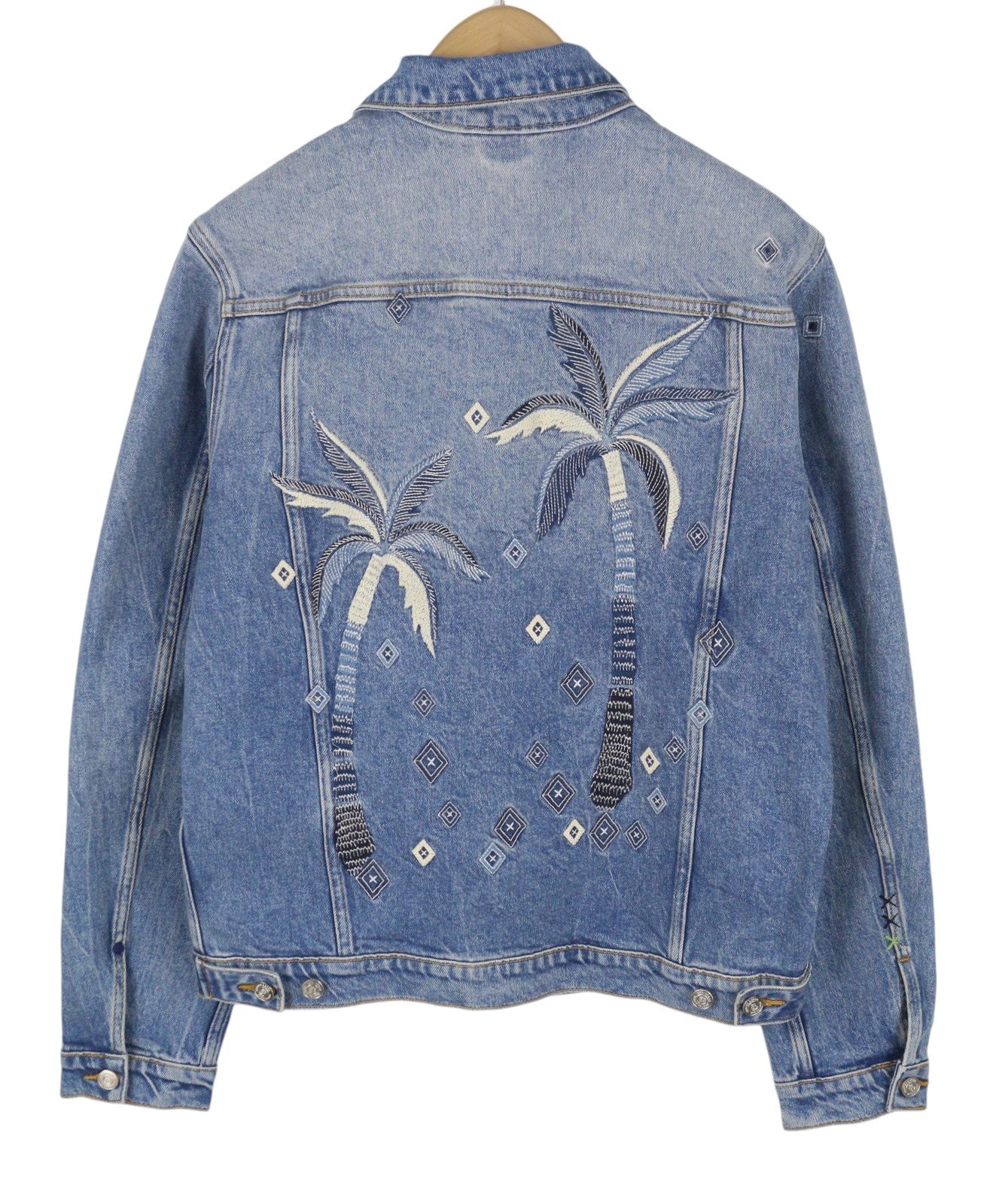 SCOTCH & SODA Trucker Men Jacket L Blue Faded Embroidered Button-Up Denim