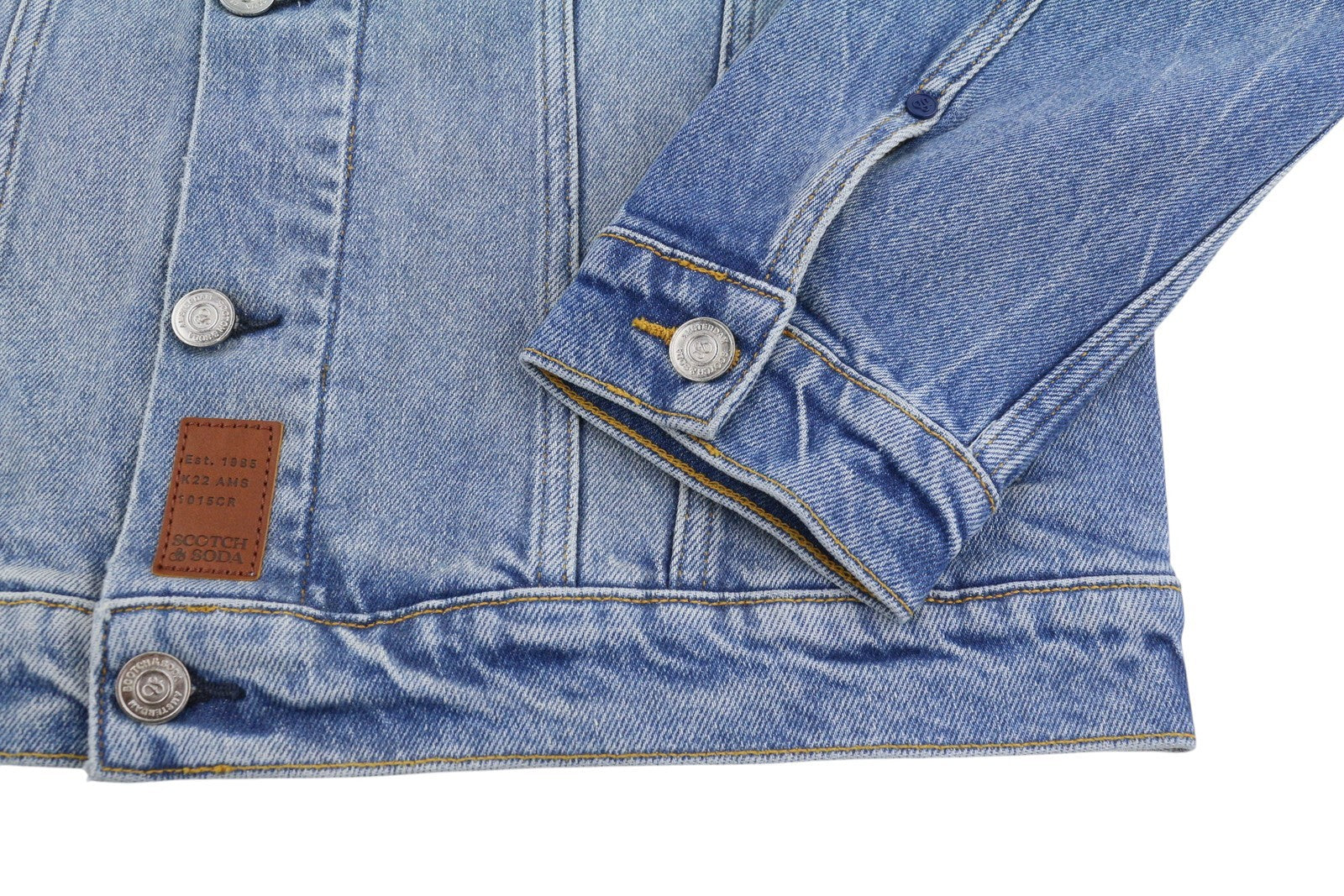 SCOTCH & SODA Trucker Men Jacket L Blue Faded Embroidered Button-Up Denim