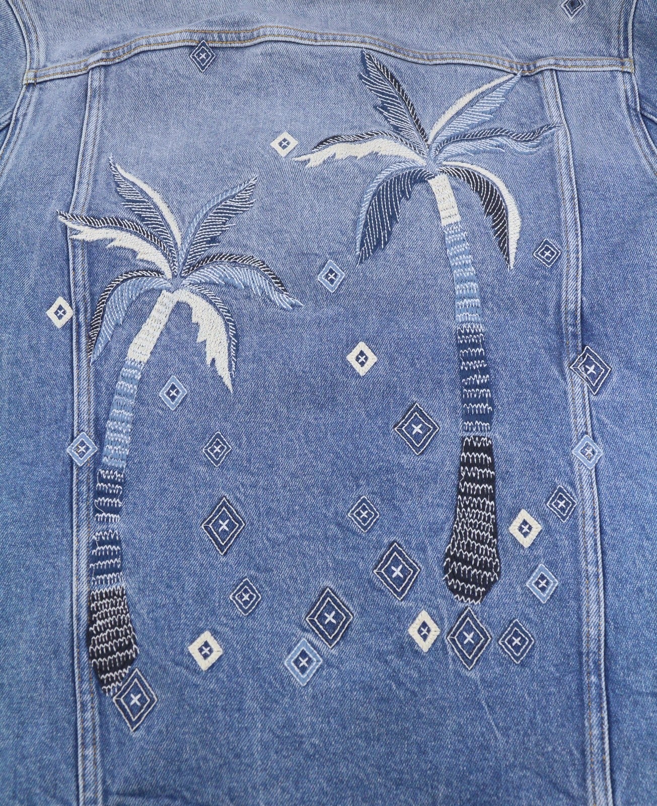 SCOTCH & SODA Trucker Men Jacket L Blue Faded Embroidered Button-Up Denim