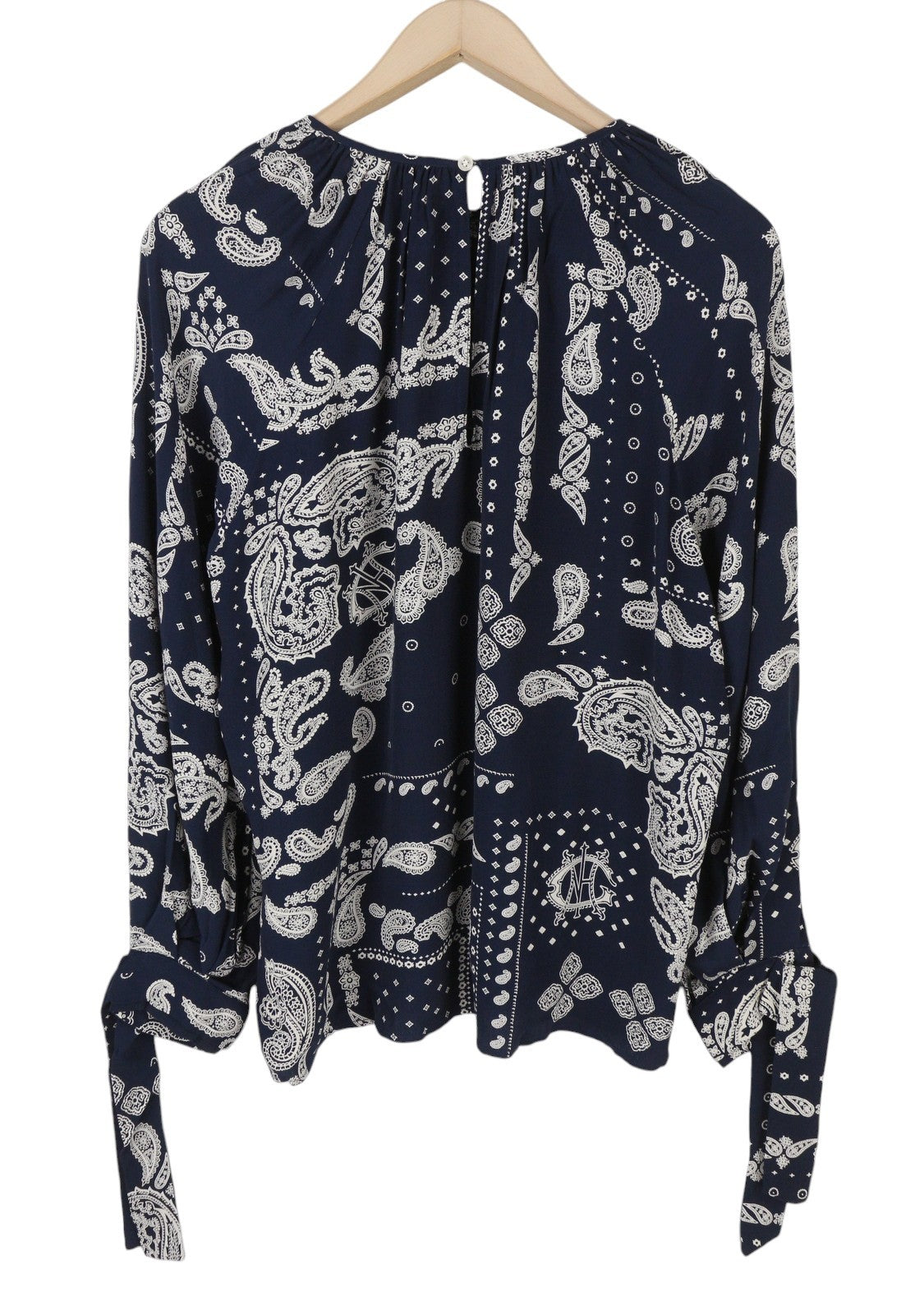 GANT Paisley Women Blouse EU38 M Evening Blue Round Neck Relaxed Fit