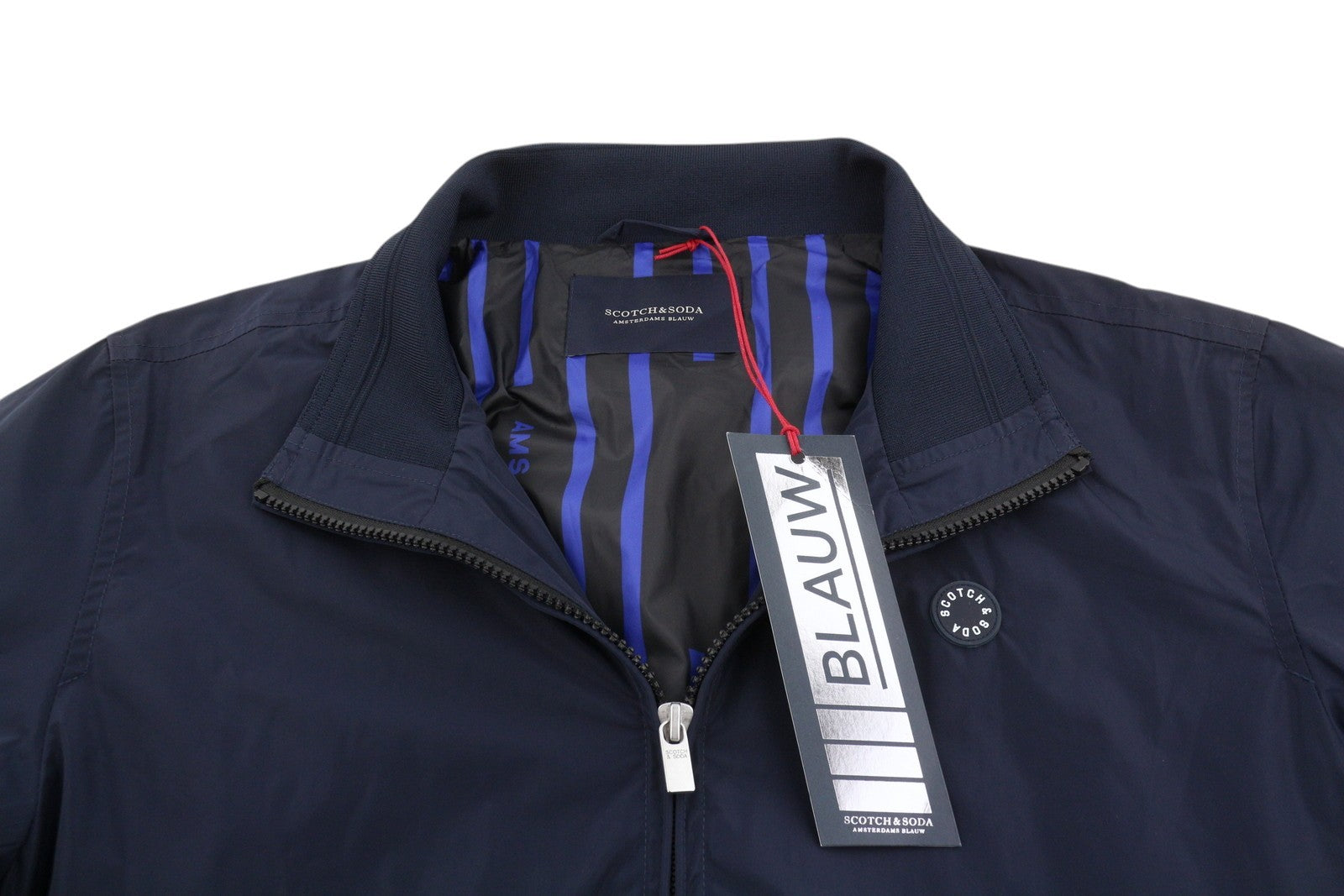 SCOTCH & SODA Men Jacket M Dark Blue High Neck Full Zip Lightweight