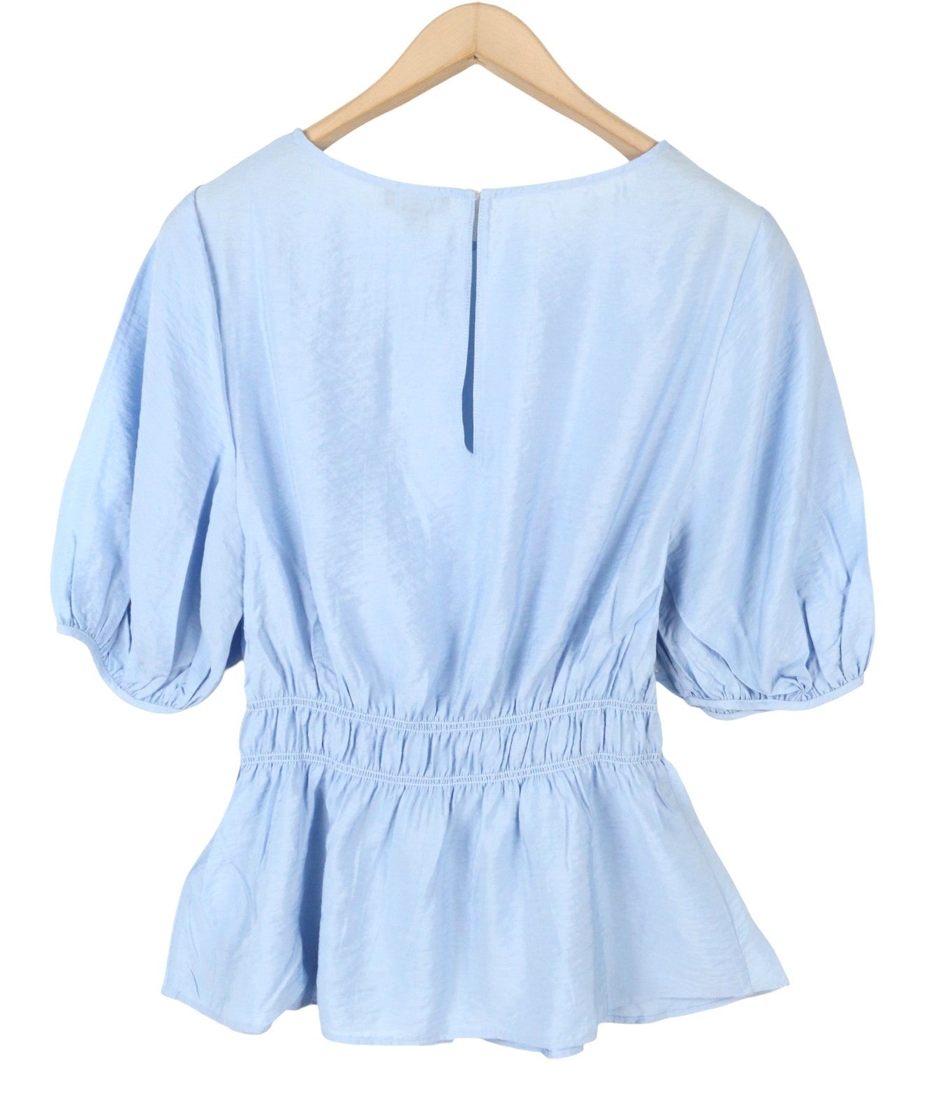 GANT SS Flounce Women Blouse EU38 M Waterfall Blue Relaxed Fit Puff Sleeves
