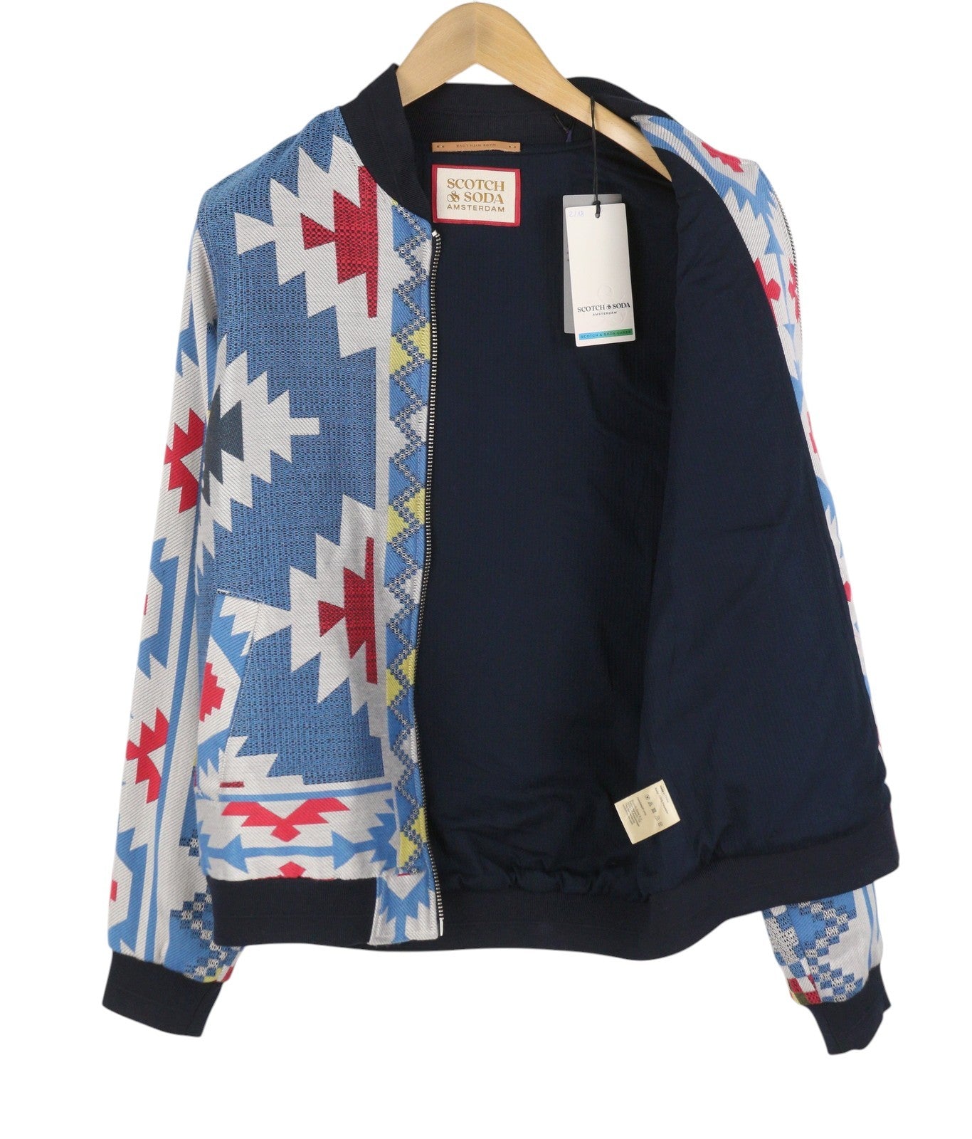 SCOTCH & SODA Men Jacket M Jacquard Embroidered Lightweight Full Zip Bomber