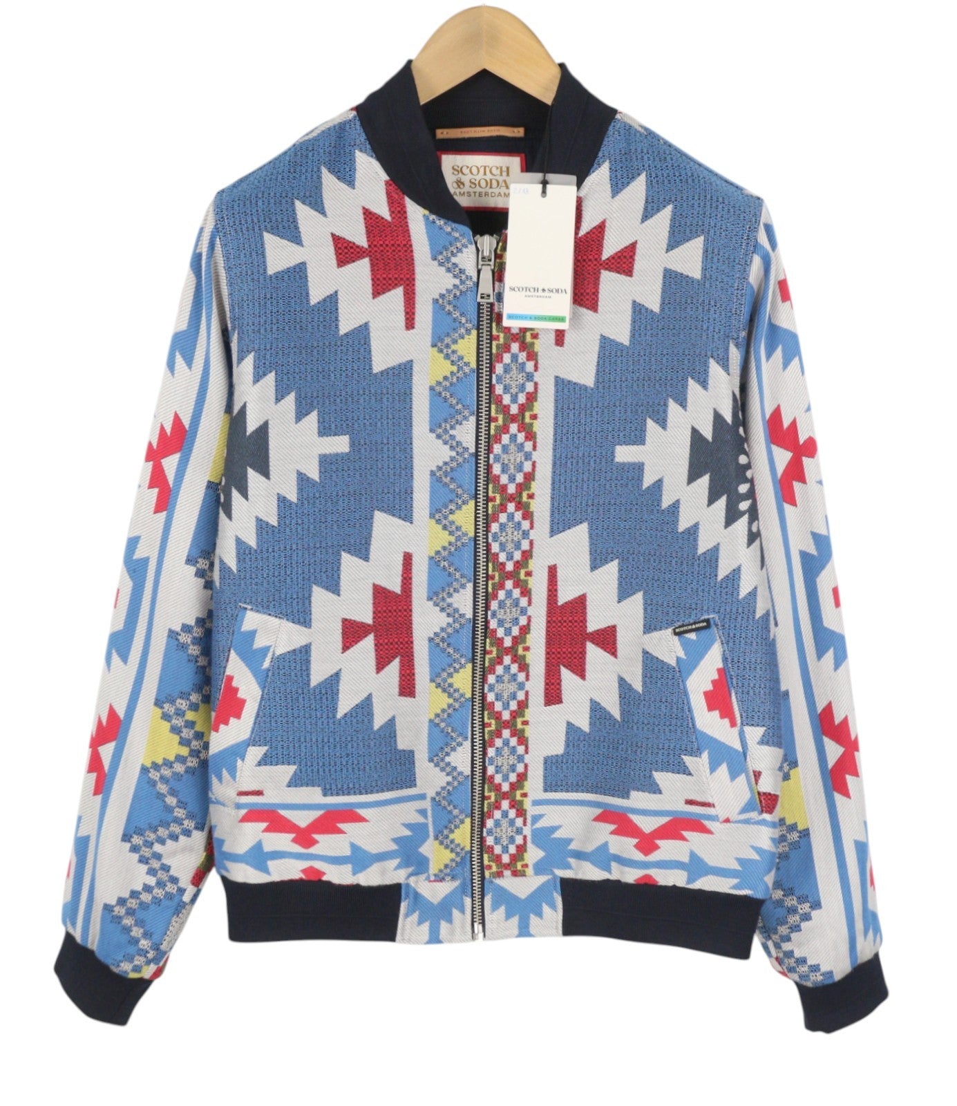 SCOTCH & SODA Men Jacket M Jacquard Embroidered Lightweight Full Zip Bomber