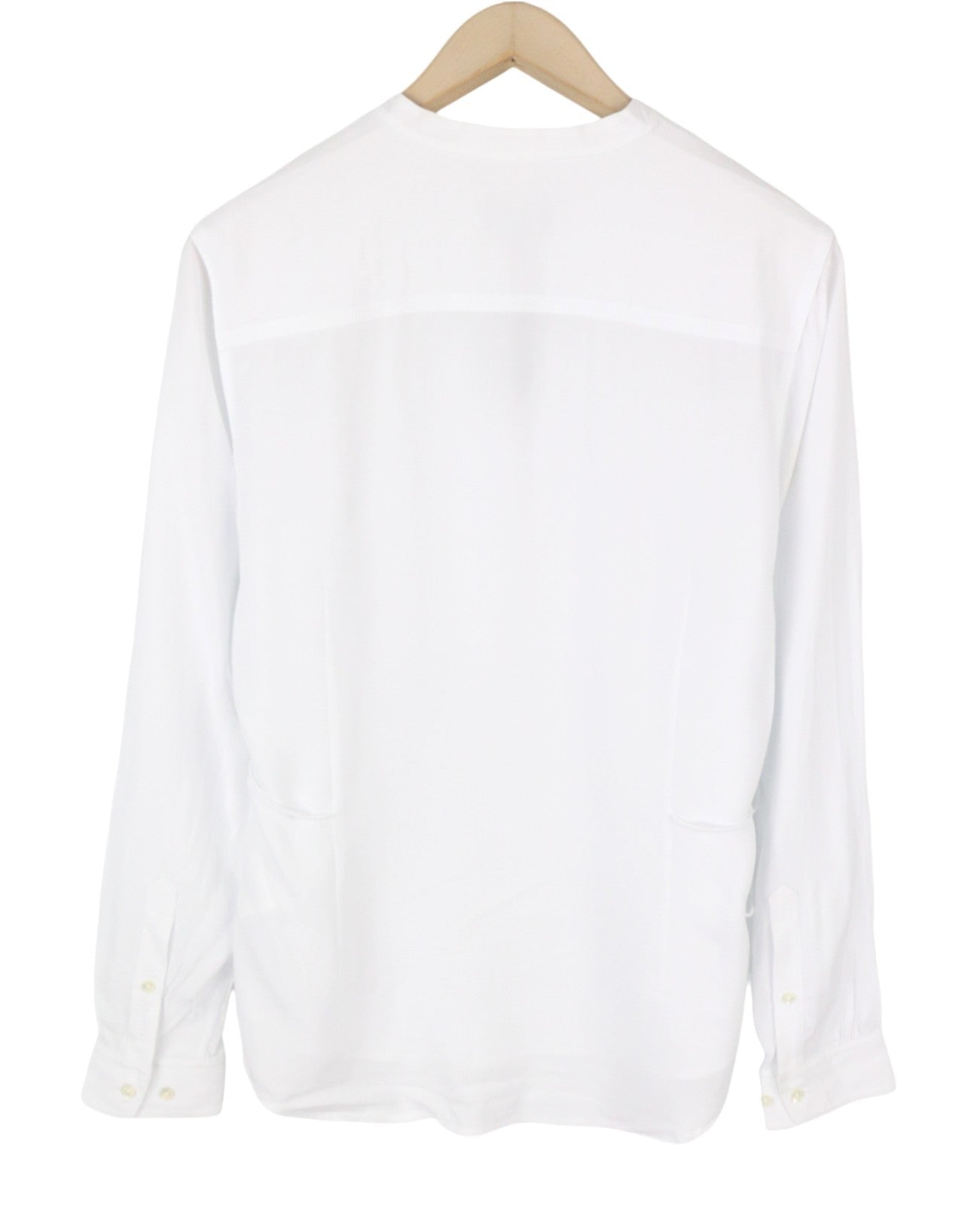 GANT Bib Women Blouse EU40 M White Pleated V-Neck Side Tied Long Sleeve