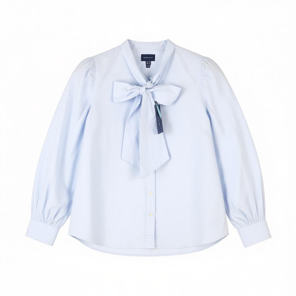 GANT Bow Oxford Puff Women Shirt EU38 M Hamptons Blue Button-Up Casual