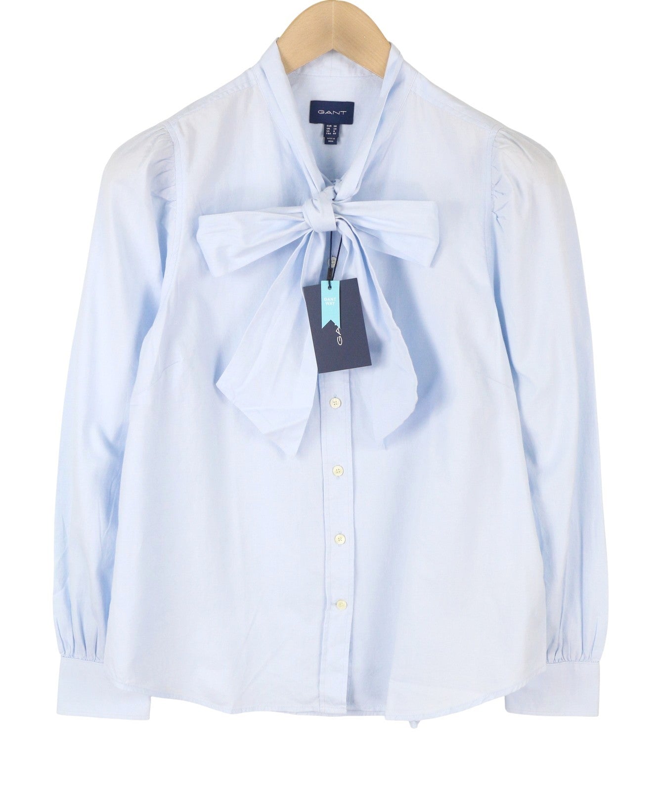 GANT Bow Oxford Puff Women Shirt EU38 M Hamptons Blue Button-Up Casual