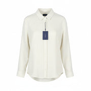 GANT Reg Linen Stripe Women Shirt EU44 XL Desert Beige Button-Up Spread Neck