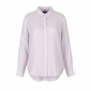 GANT Reg Linen Stripe Women Shirt EU34 XS Crocus Purple Button-Up Spread Neck